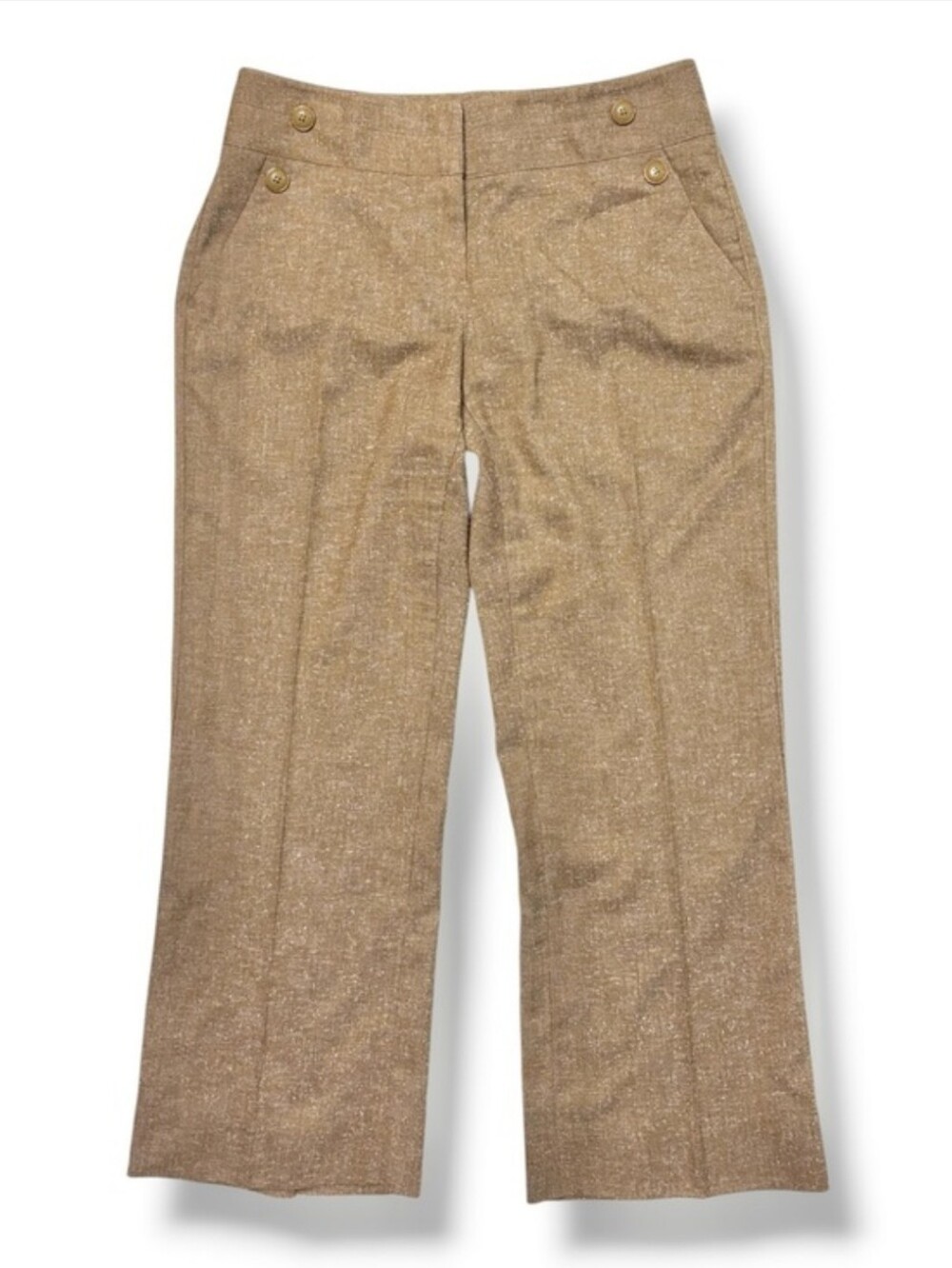 CABI Tan Transition Sailor Style Pants Wide Leg Ankle Length Size 8